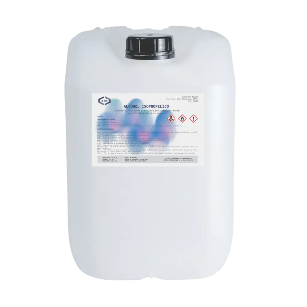 ALCOHOL ISOPROPILICO 99.50% MIN.,  INDUSTRIAL, 20 LITROS, MONFEL