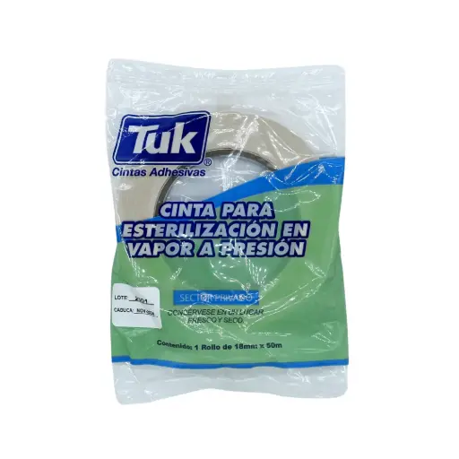 [DIMTUK117] CINTA TESTIGO PARA ESTERILIZACION EN VAPOR A PRESION, PARA AUTOCLAVE, 18 MM X 50 M, TUK