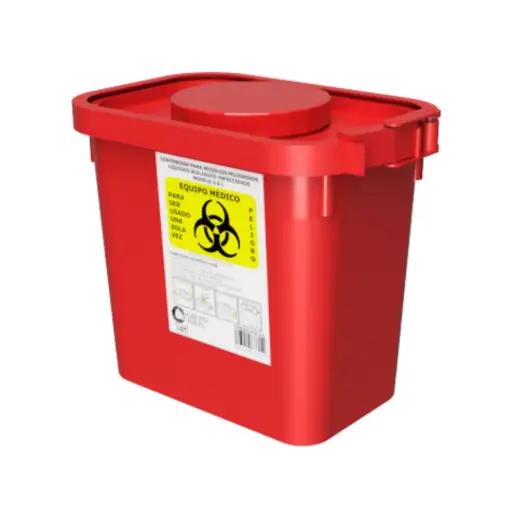 [DIMIX-CLR1.8] CONTENEDOR PARA LÍQUIDOS RPBI DE PP, 1.8 LITROS, C/TAPA EN LA PARTE SUPERIOR, ROJO, IXION