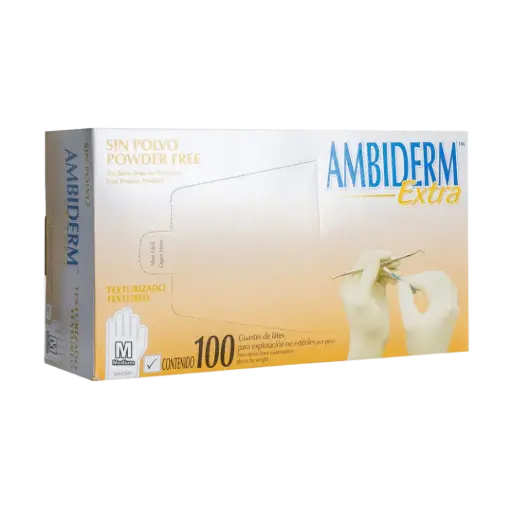[DIM103011-CH] GUANTE DE LATEX NO ESTERIL "EXTRA", CHICO, LIBRE DE POLVO, BLANCO, 100 PZAS, AMBIDERM