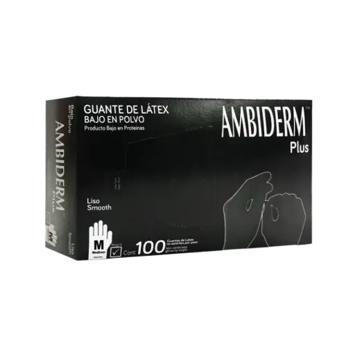 [DIM100072-G] GUANTE DE LATEX NO ESTERIL "PLUS", GRANDE, BAJO EN POLVO, NEGRO, 100 PZAS, AMBIDERM