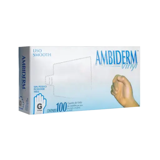 [DIM105112-M] GUANTE DE VINILO NO ESTERIL, MEDIANO, LIBRE DE POLVO, TRANSPARENTE, 100 PZAS, AMBIDERM