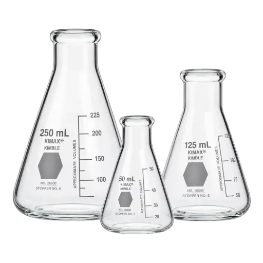 [DIM26500-500] MATRAZ ERLENMEYER, 500 ML, BOCA ANGOSTA Y REFORZADA, GRADUADO, KIMAX